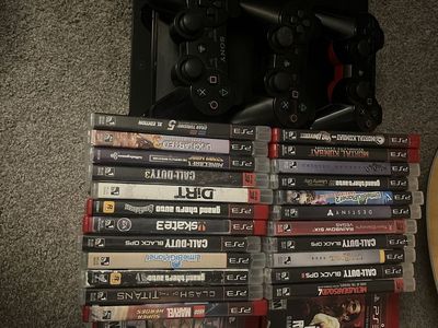 PS3 Slim Bundle w/ 3 Controllers + 30+ Games