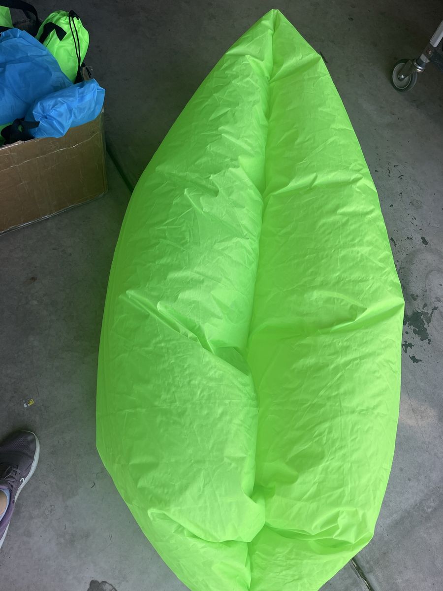 Inflatable Lay Bag Lounger Sofa Air Hammock Sleeping Bag - Lime Green Portable Outdoor Seat