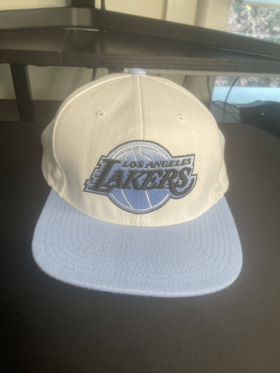 Mitchell & Ness LA Lakers Snapback Hat - White/Light Blue NBA Cap
