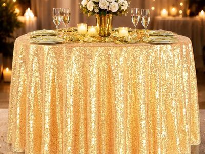 New!B-COOL Gold Tablecloth Party Decoration: 120 Inch Round Table Cloth Sequin Fabric Overlay for dining, parties