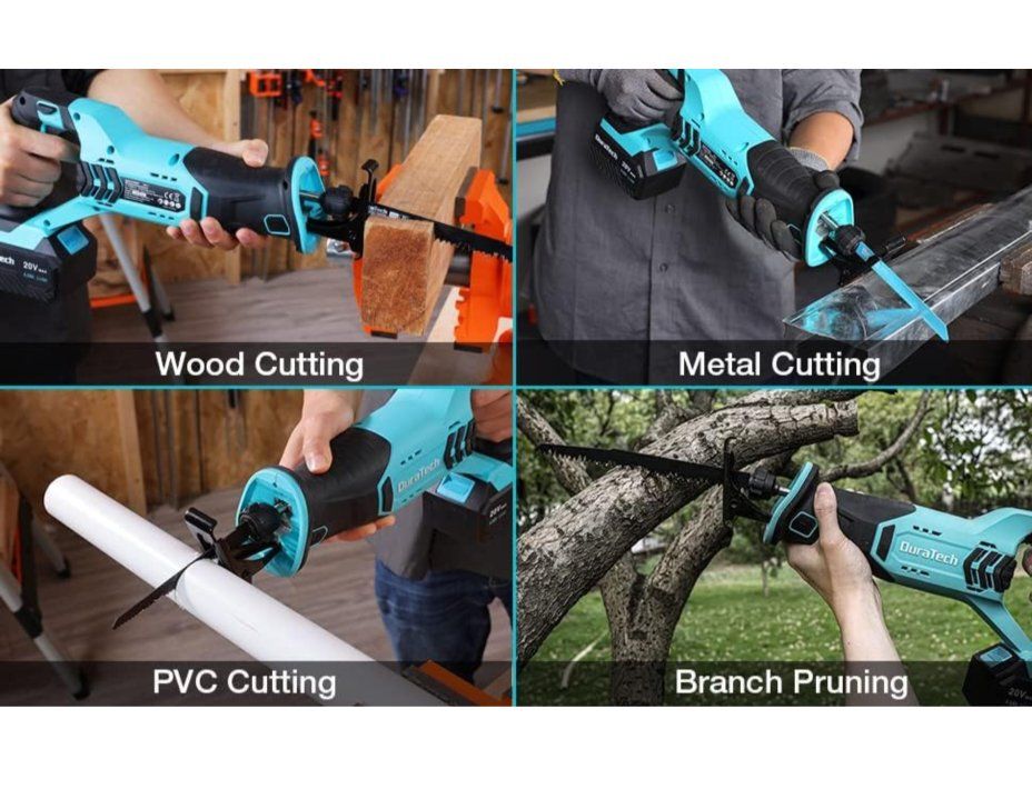 DuraTech 20V Cordless Reciprocating Saw Kit with 4.0Ah Battery & Charger for Wood & Metal