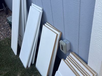 White Wood Particle Board Shelving for Storage and Organization, Assorted Sizes