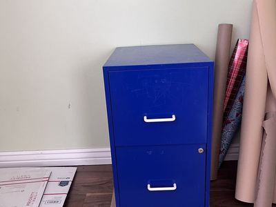 Blue filing cabinet