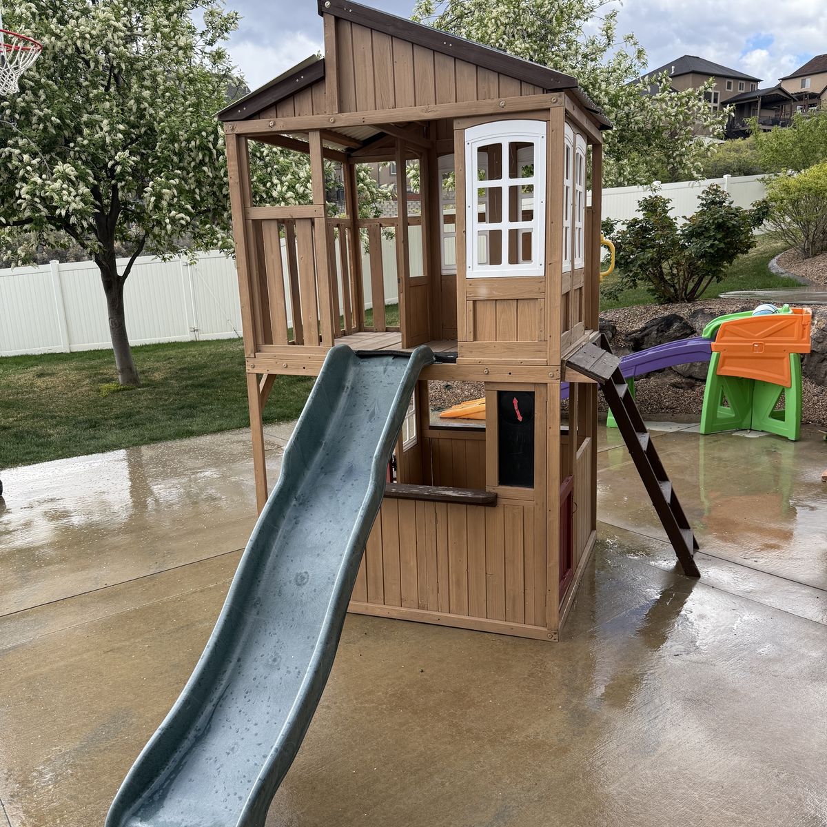 Kids Wooden Play Set / Playhouse w/ Slide & Loft