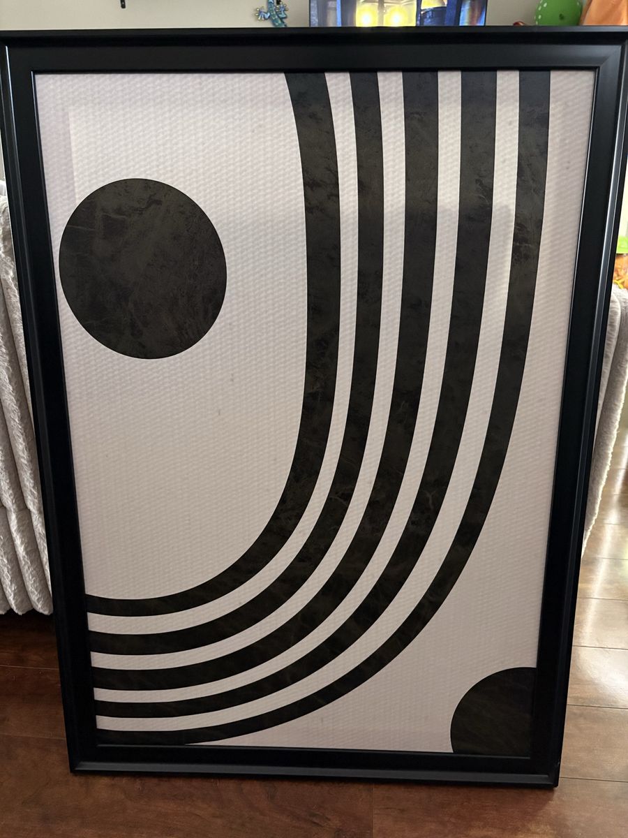 Tubular Abstract Black & White Framed Wall Art Decor - Modern Geometric Design