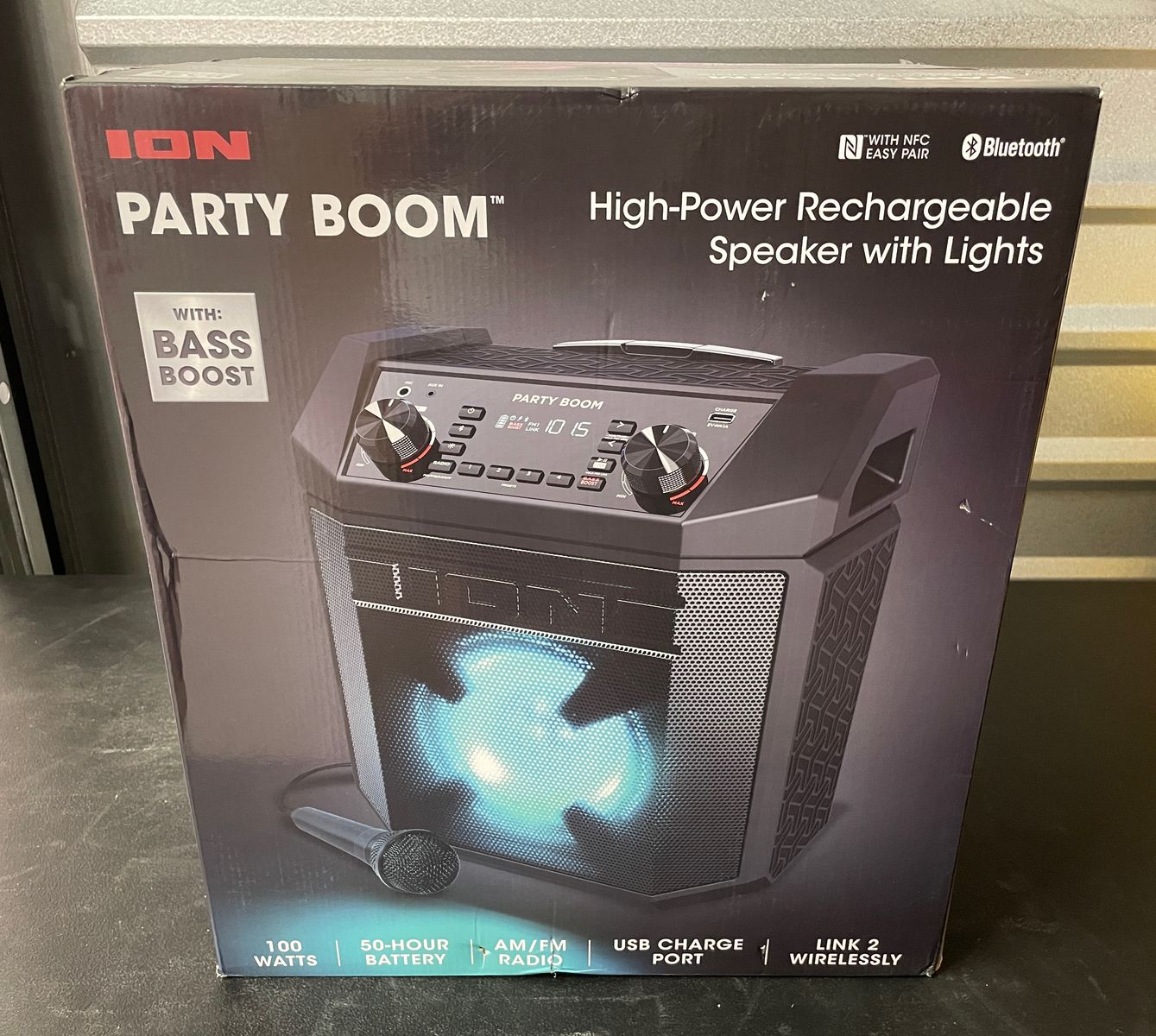 [NEW] ION Party Boom High-Power Rechargeable Lighted Speaker System w/ Microphone