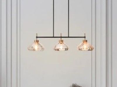 New - Anila 3-Light 37.5" Black & Brass Modern Linear Kitchen Light