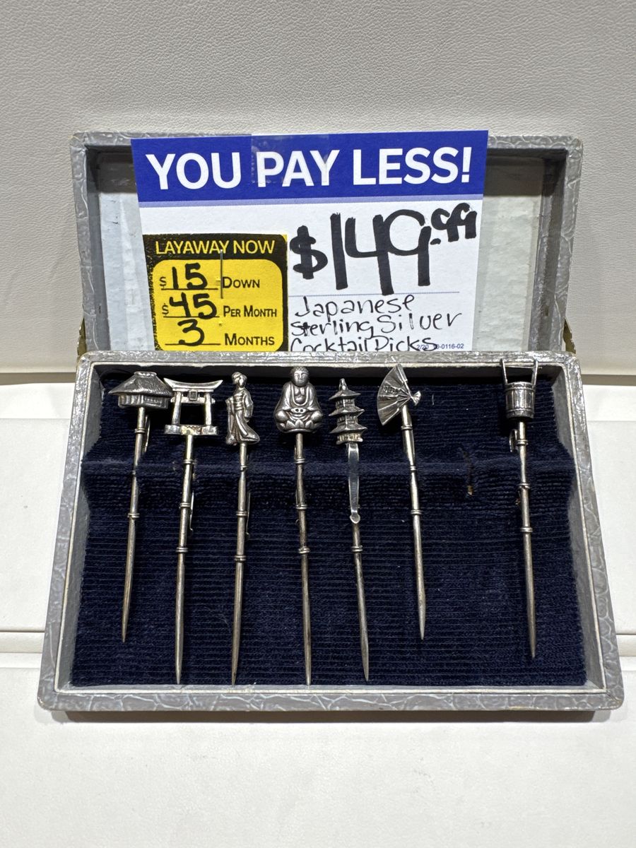 Sterling Silver Japanese Cocktail Pick Set