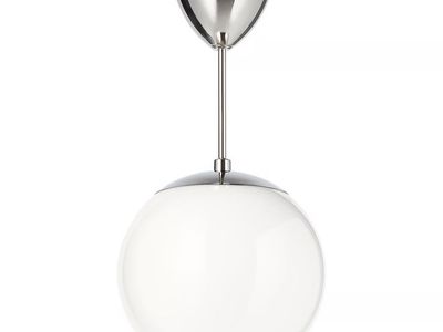 IKEA HÖLJES Pendant Lamp White 10 Inch Globe Ceiling Light Silver Chrome SET OF TWO