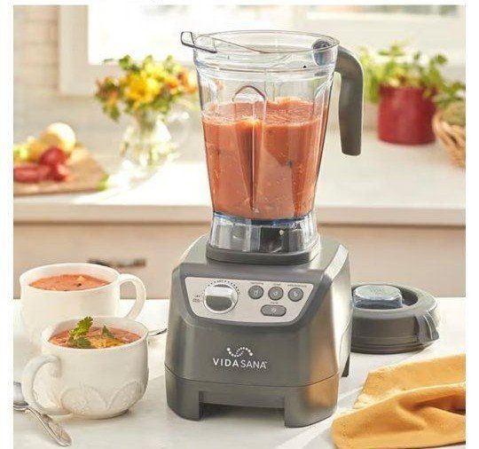 Princess House Vida Sana 1500W Blender - Large, Grey, 4 Pre-set Functions, Stainless Steel Blade