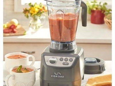 Princess House Vida Sana 1500W Blender - Large, Grey, 4 Pre-set Functions, Stainless Steel Blade