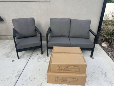 Aluminum Love Seat and 2 Chairs - Like New