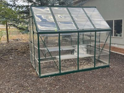 Palram Greenhouse with Shelving Units Used