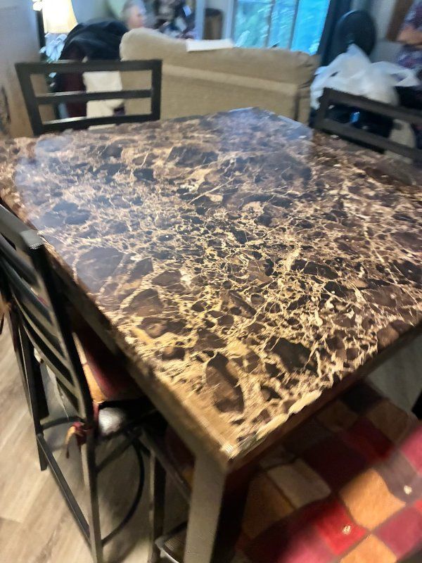 Faux Marble Counter Height Dining Table with 4 Chairs