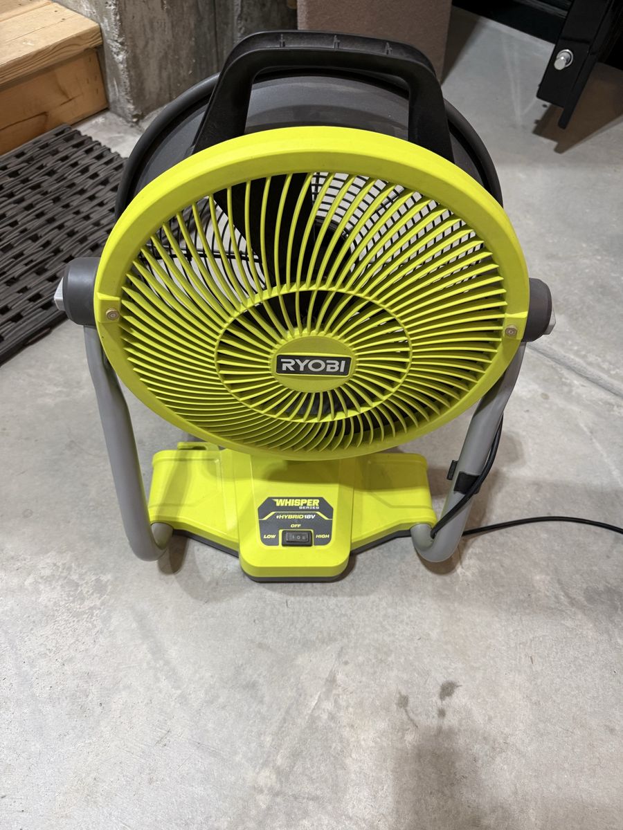 RYOBI WHISPER SERIES HYBRID 18V Corded/Cordless Portable Fan -  Great for Work Sites & Outdoors