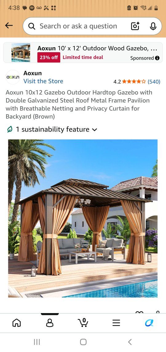 Aoxun 10x12 Courtyard Hardtop Gazebo with Netting & Privacy Curtains - New In Box