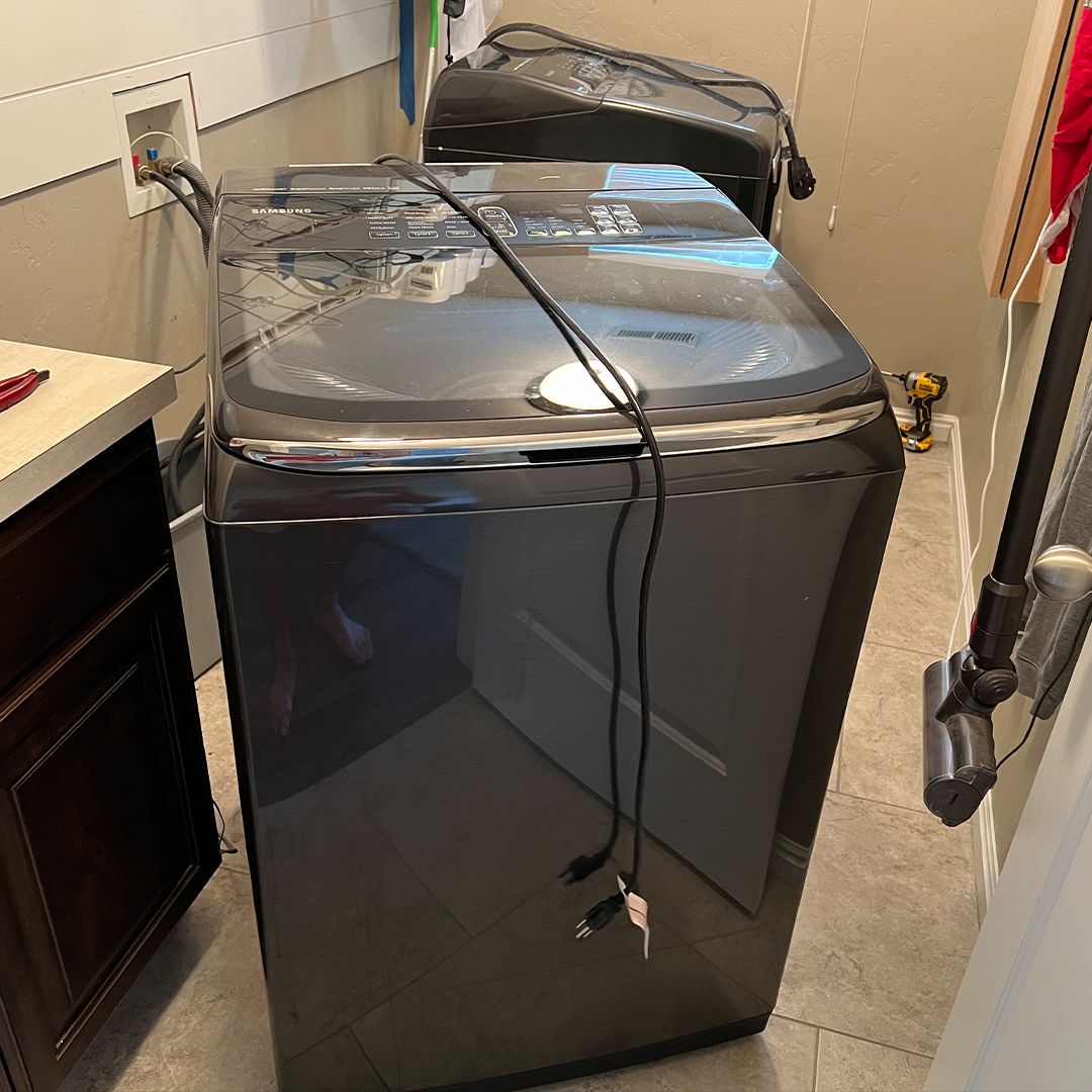 Samsung Black Stainless XL Capacity Washer & Steam Electric Dryer Set