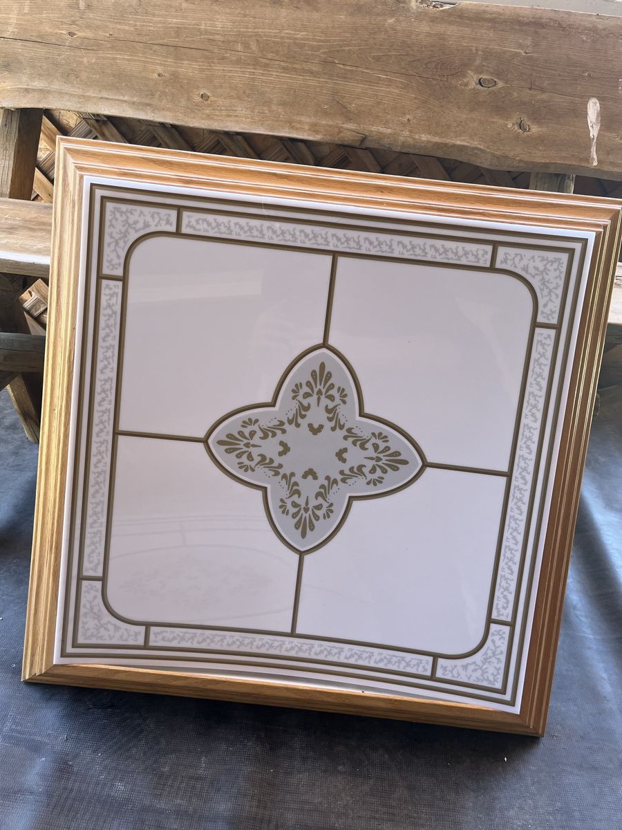 Vintage Flush Mount Ceiling Light Diffuser Panels - Square & Rectangle Gold & White Floral