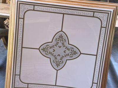 Vintage Flush Mount Ceiling Light Diffuser Panels - Square & Rectangle Gold & White Floral