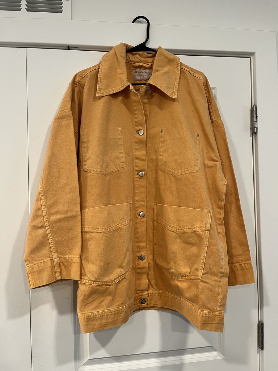Free People Avery Denim Jacket Orange Sz L