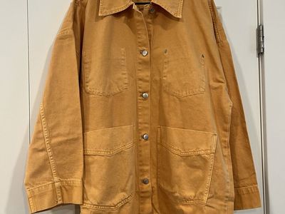 Free People Avery Denim Jacket Orange Sz L
