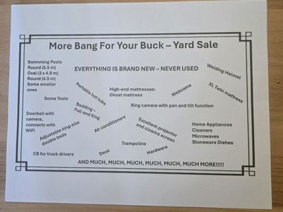 More Bang For Your Buck Yard Sale