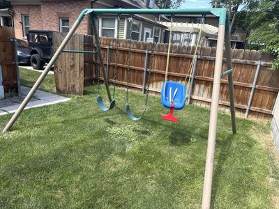 Heavy-Duty A-Frame Metal Swing Set - 2 Belt Swings & Infant Bucket Swing - Durable Outdoor Play