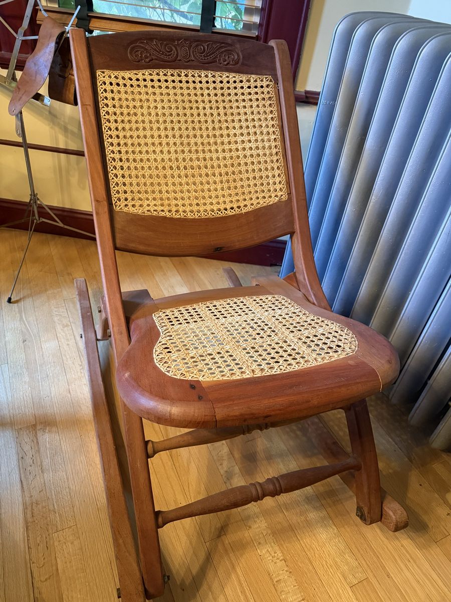 Wooden Rocking Chair with Cane Seat and Back