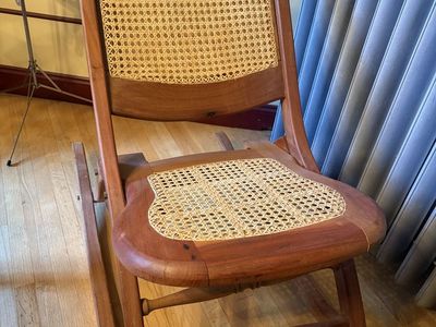 Wooden Rocking Chair with Cane Seat and Back