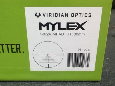 Viridian Optics Mylex 1-8x24 MRAD FFP 30mm Riflescope Scope