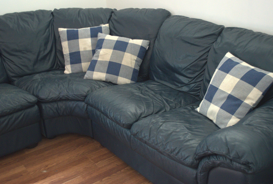 Blue Leather Sectional