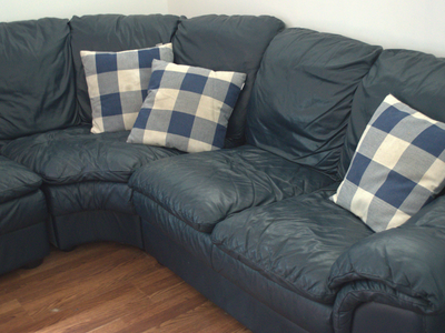 Blue Leather Sectional
