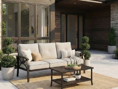 RoyalCraft Outdoor Patio Furniture Set, 2 Piece Patio Conversation Set, Metal Furniture Set with 3 seat Sofa for Porch Backyard,