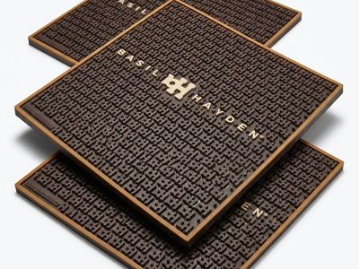 Basil Hayden Square Rubber Bar Mat - Set of 3, 14" x 14"