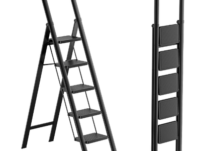 5 Step Ladder/Stool Foldable Reach 10ft; with Handgrip, Anti-Slip 7.9'' Pedals, for Home, Kitchen Closet, 300 lb Capacity