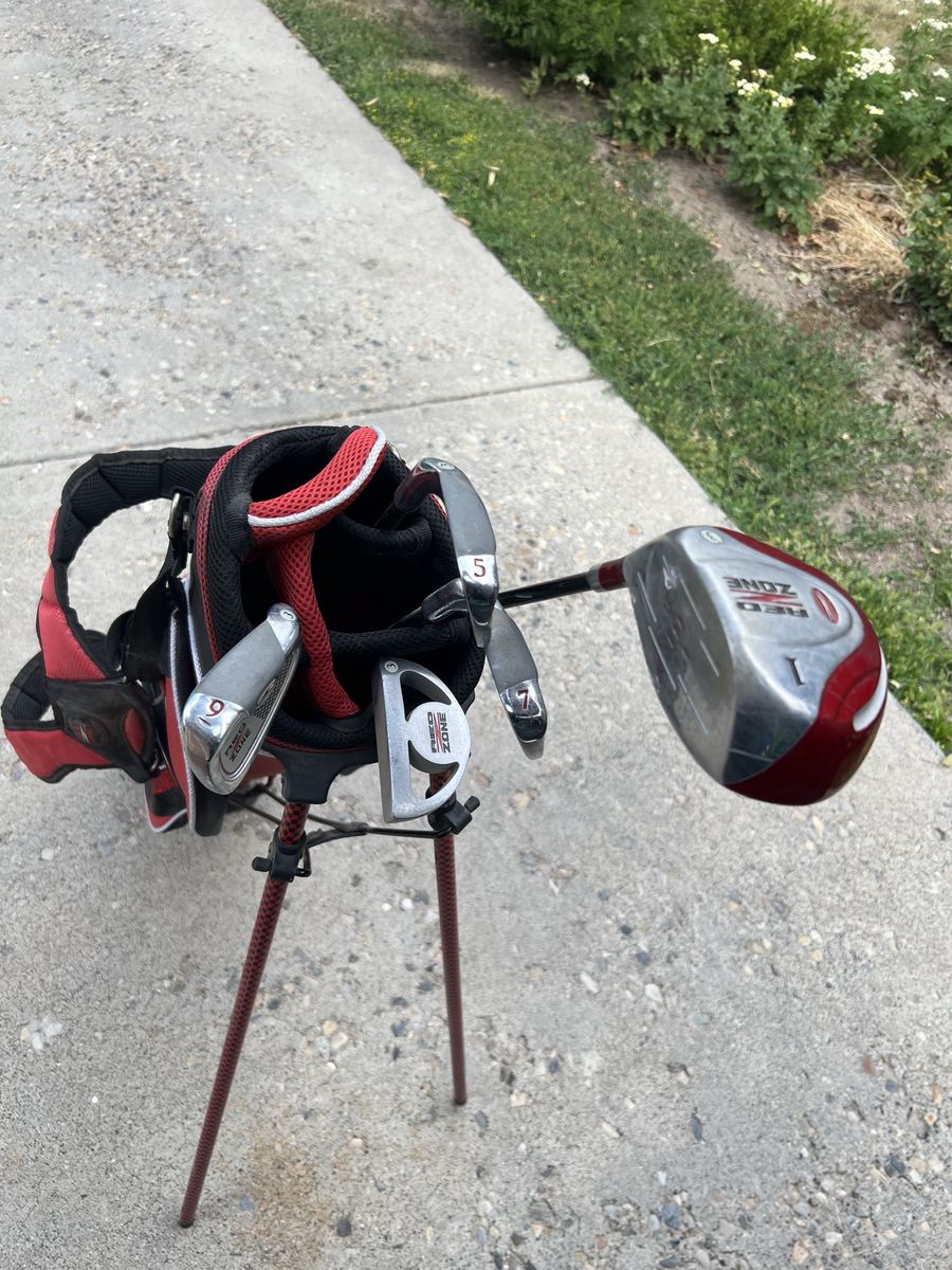 Junior golf clubs with bag