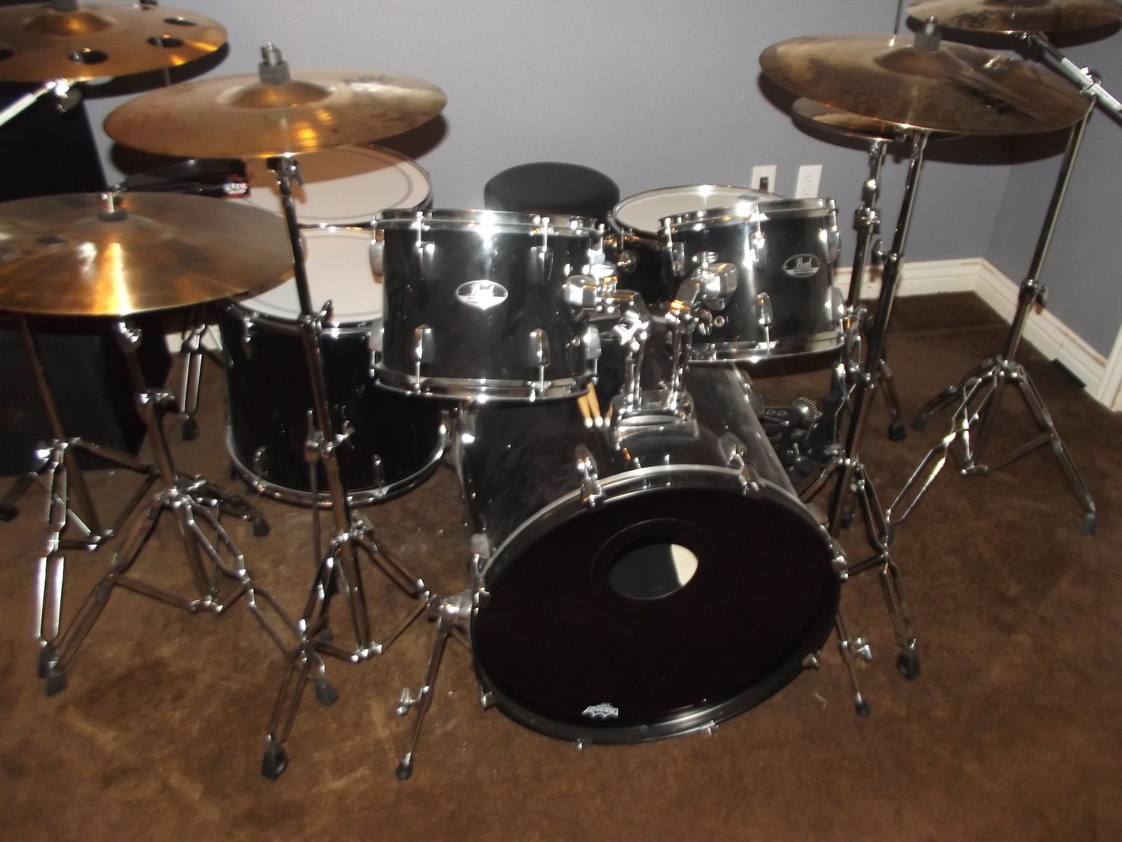 Pearl and DW drum set