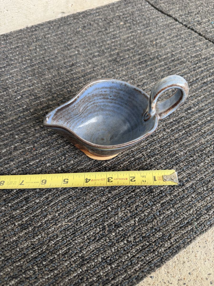 Vintage B. Murray Vermont Studio Pottery Blue Handcrafted Gravy Boat Creamer