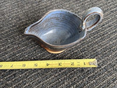 Vintage B. Murray Vermont Studio Pottery Blue Handcrafted Gravy Boat Creamer