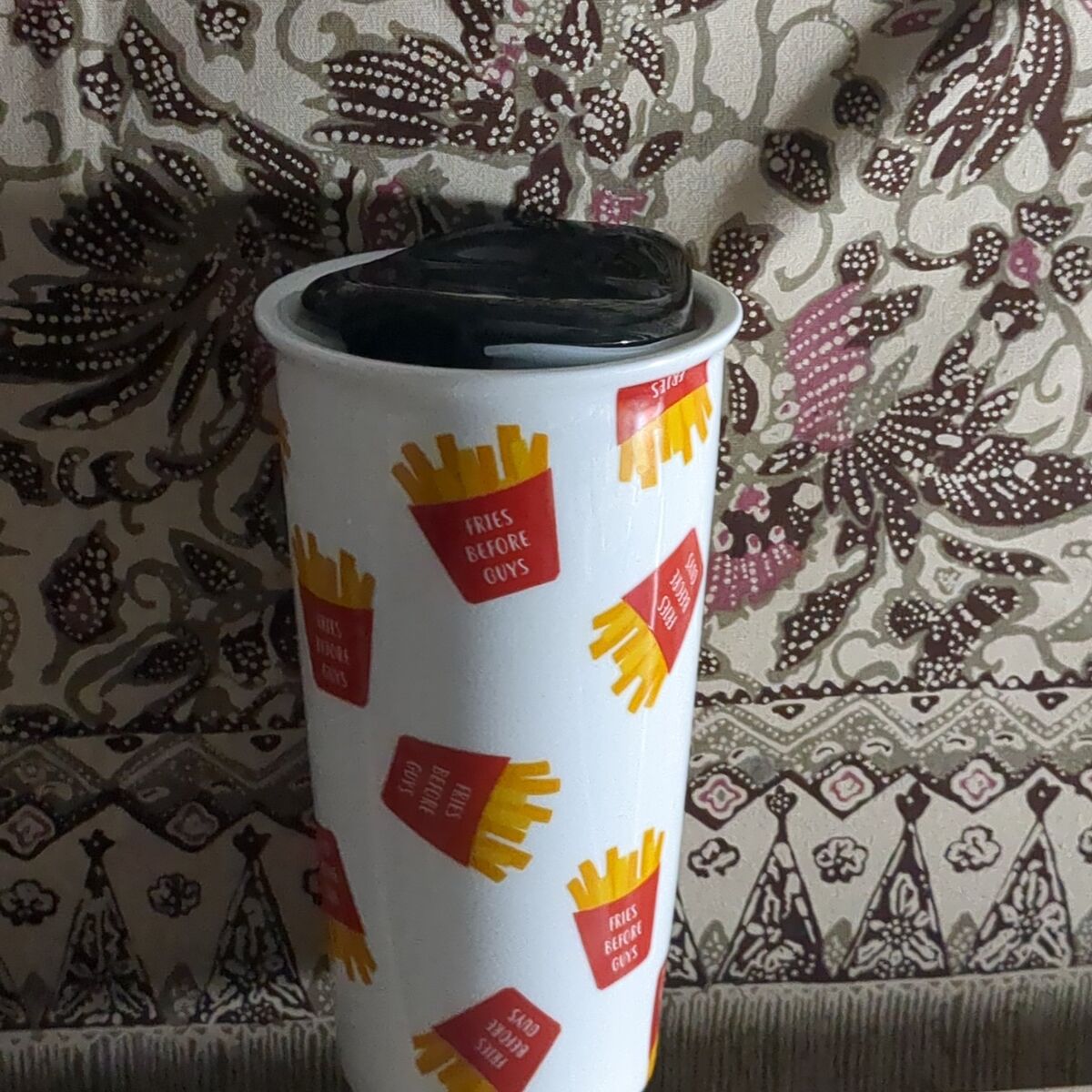 coroa travel mug "Fries before guys"