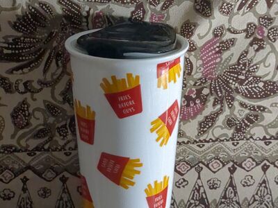 coroa travel mug "Fries before guys"