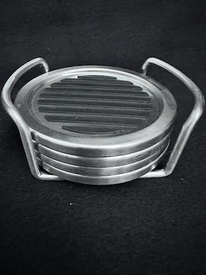 iDesign Linea Stainless Steel Drink Coasters Set of 4