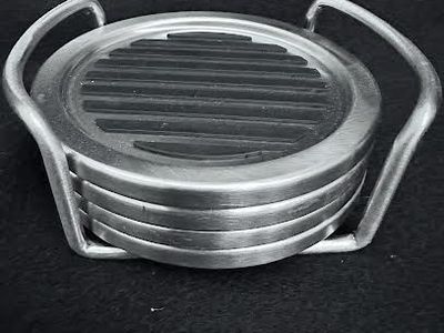 iDesign Linea Stainless Steel Drink Coasters Set of 4