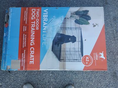 Vibrant Life Two-Door Dog Training Crate 42"