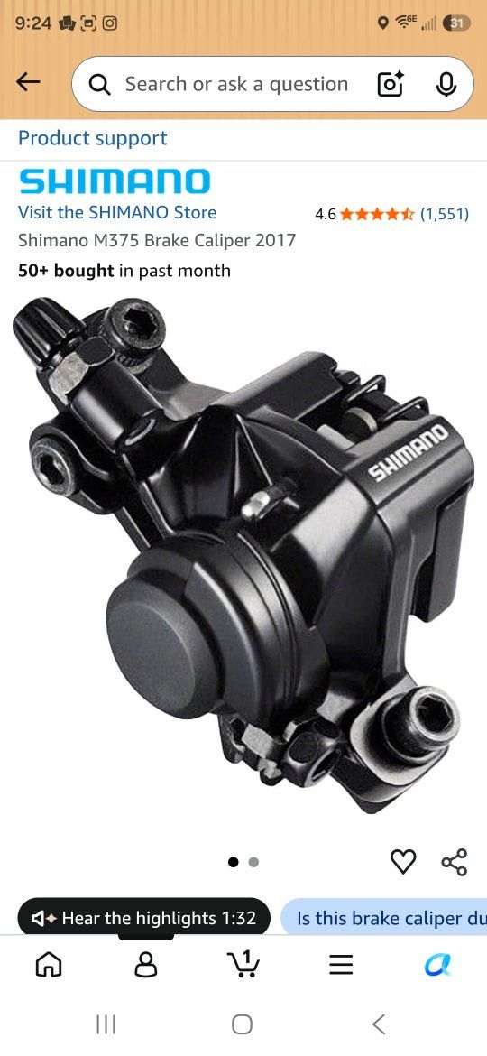 Shimano BR-M375 Mechanical Disc Brake Caliper Set - New 2 for 1
