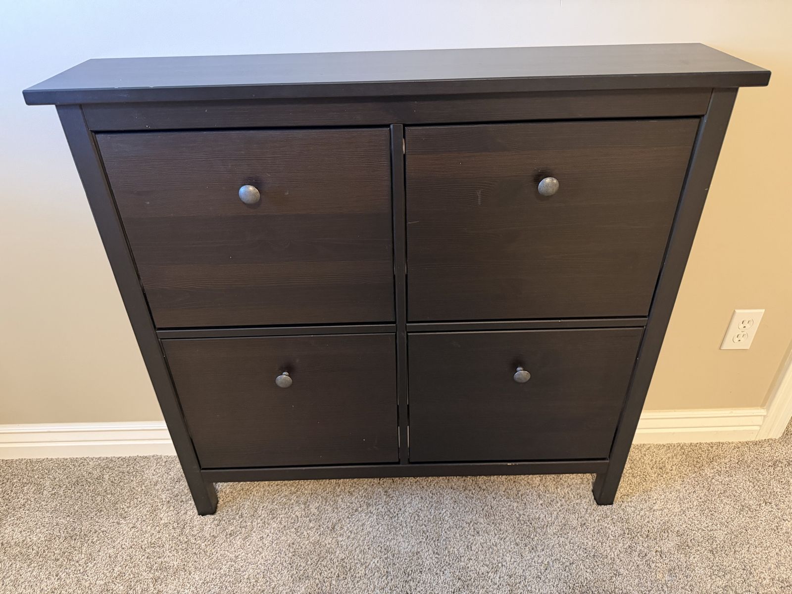 Hemnes by IKEA - Black Wooden Shoe Cabinet with 4 Flip Drawers