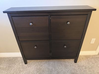 Hemnes by IKEA - Black Wooden Shoe Cabinet with 4 Flip Drawers