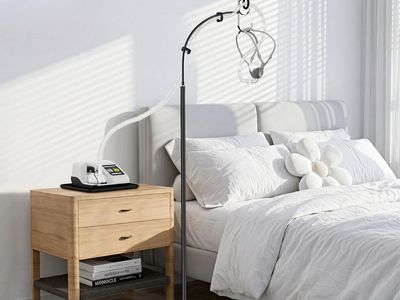 NEW CPAP Hose Holder - All-Metal Stand Bedside with Nightstand Protective Mat, CPAP Hook for Mask & Tubing | No Drilling