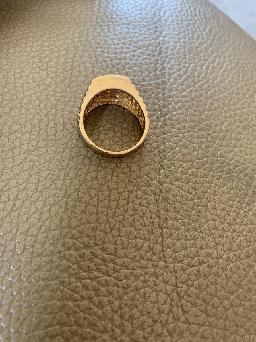 Men's Gold-Tone Cluster Ring with Clear Stones
