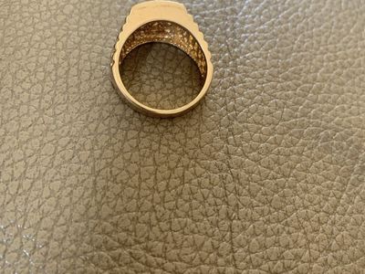 Men's Gold-Tone Cluster Ring with Clear Stones